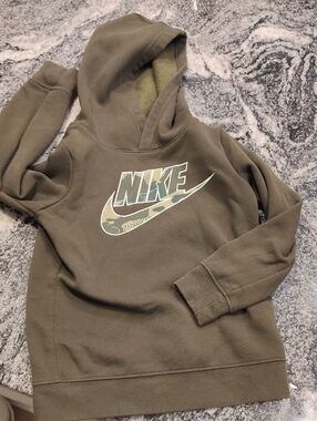 Nike Olive Green Hoodie with Camo Swoosh